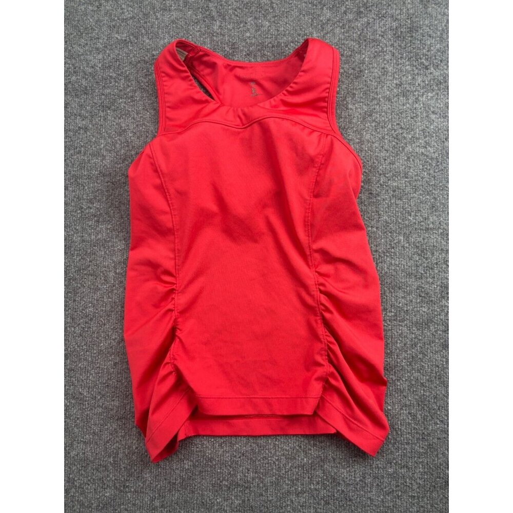 Athleta Tank Top Women's 34A Red Racerback Ruched Sides Built In Bra Running